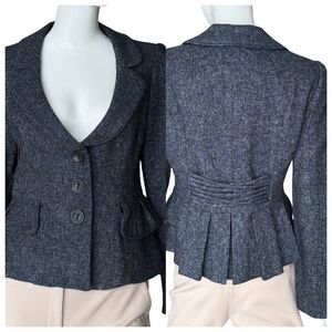 Nanette Lepore Blue Peplum Fully lined Tweed Jacket Size 12